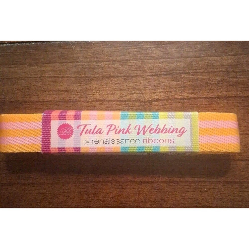 Renaissance Ribbons Tula Pink WEBBING TKP91 PINK ORANGE 2 Yard Pack 1" Wide